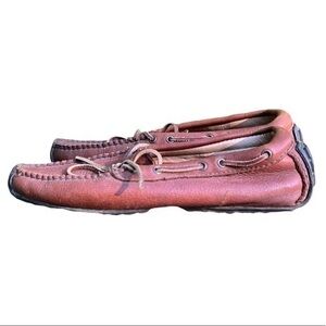 Minnetonka leather moccasins brown, vintage